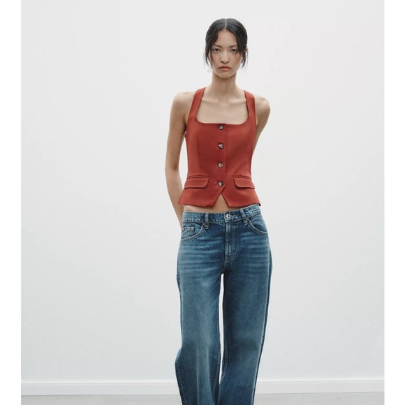 Zara Rust Button-Down Halter Top - Picture 3 of 3